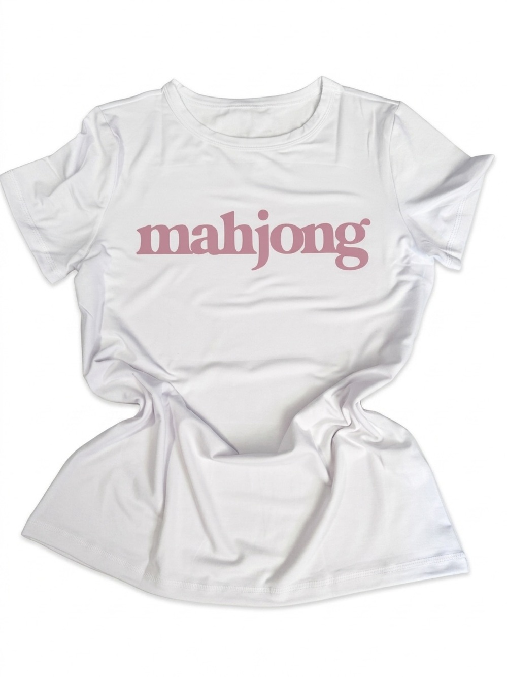 Mahjong Graphic Tee in Pink on White